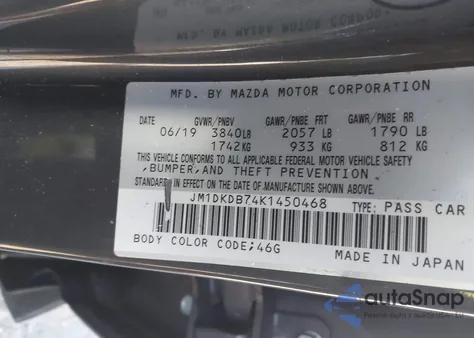 2019 Mazda Cx-3 Sport из США, поврежденный, VIN JM1DKDB74K1450468